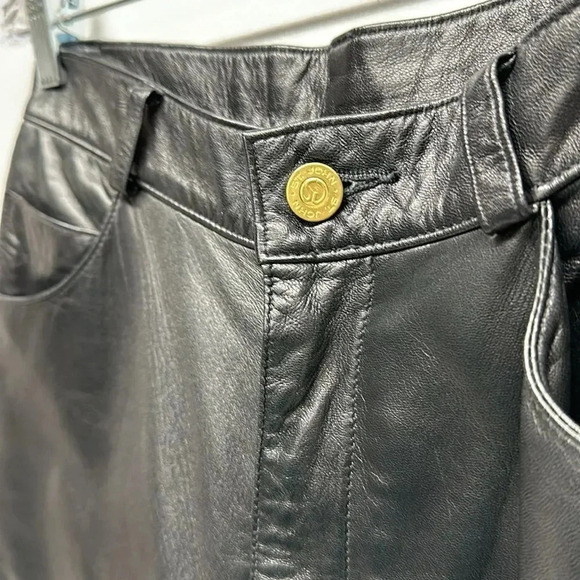 St John Sport Genuine Leather Straight Leg Trouser Pants Pant Black Women Size 6 - Picture 5 of 14